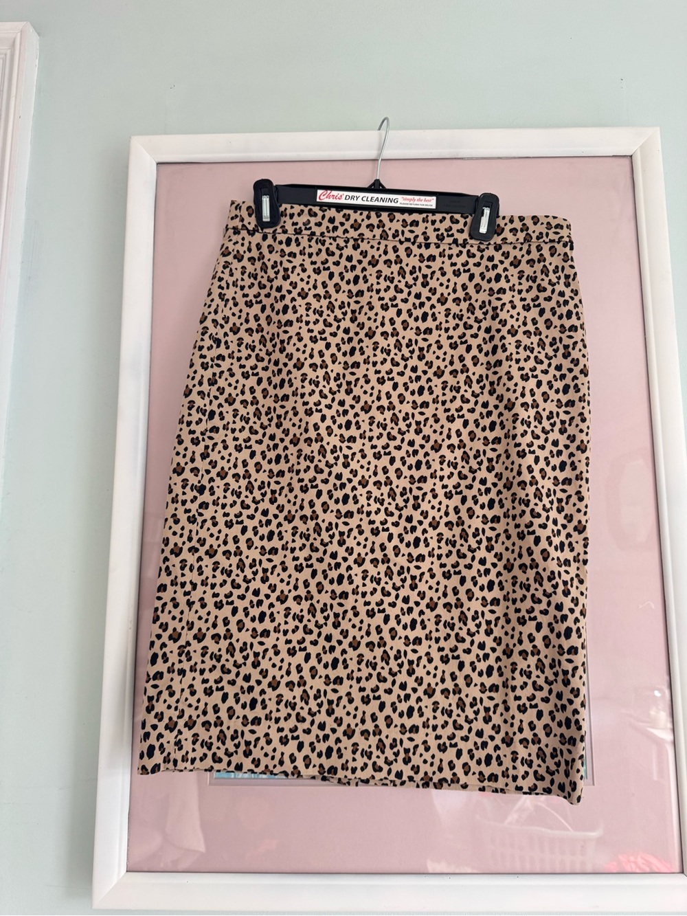 J. Crew Beige Pencil Skirt with Black Leopard Spots